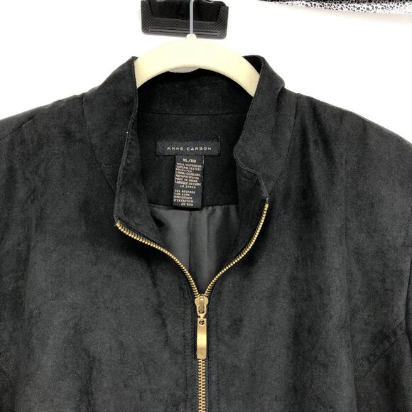 Anne Carson Black Full Zip Faux Suede Jacket size XL - Picture 4 of 14